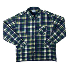 Load image into Gallery viewer, Vintage Renate Solvet Navy Green Plaid Check Long Sleeve Cotton Flannel Shirt
