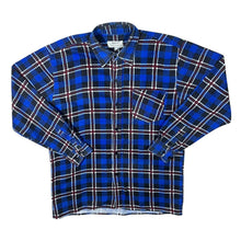 Load image into Gallery viewer, Vintage Nan Yuan Blue Plaid Check Long Sleeve Button-Up Flannel Shirt
