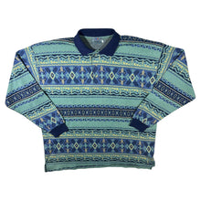 Load image into Gallery viewer, Vintage 90&#39;s Brice Crazy Abstract Patterned Cotton Acrylic Long Sleeve Polo Shirt
