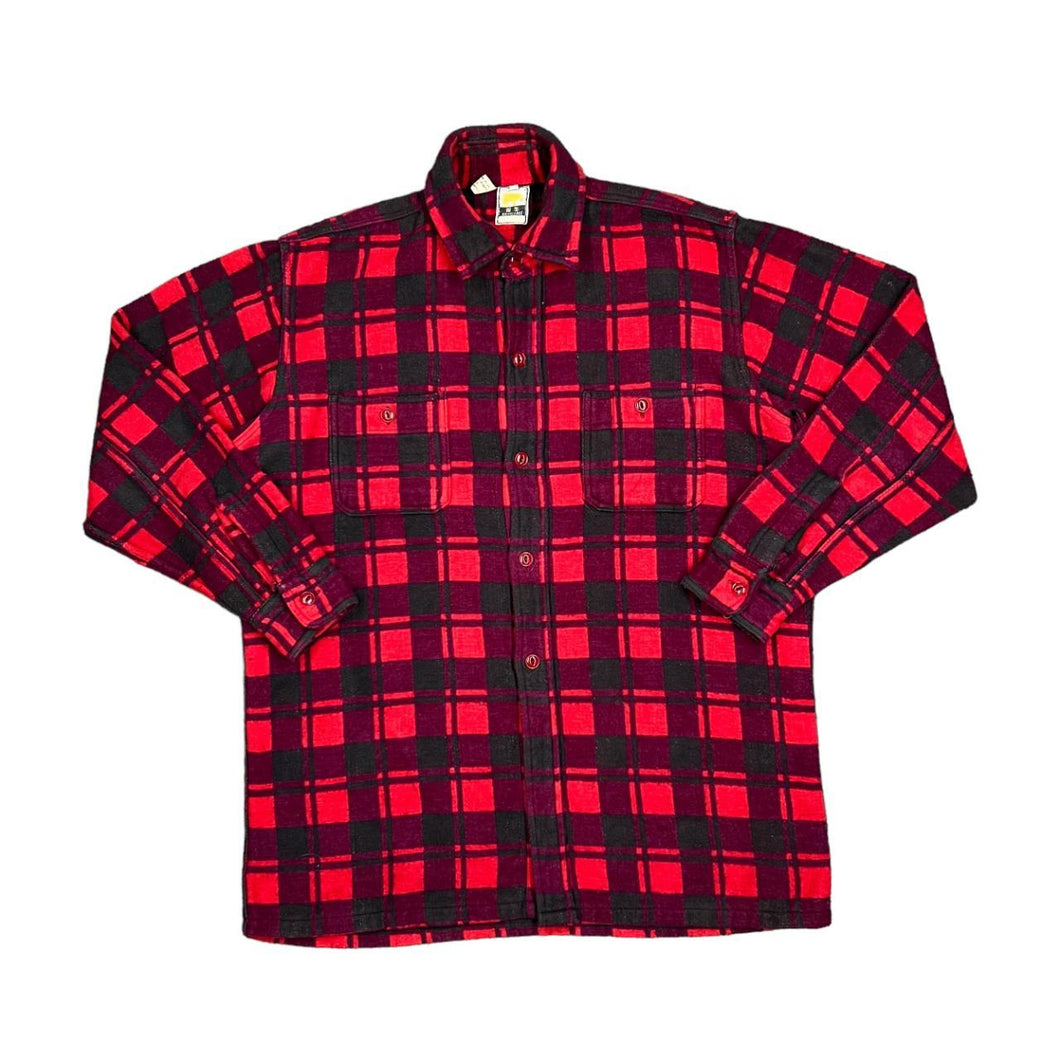 Vintage RHINOCEROS Lumberjack Plaid Check Fleece Flannel Over Shirt