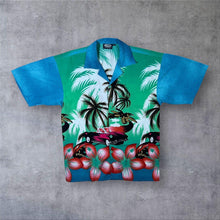 Load image into Gallery viewer, Early 00’s Oxyzone Hawaiian Tropical Car Patterned All-Over Print Polyester Shirt
