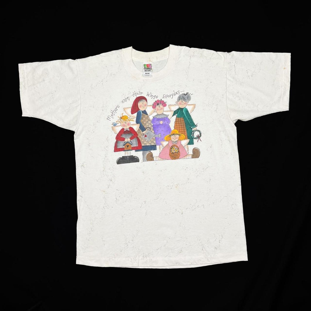 Vintage 90’s MOTHERS EARN THEIR WINGS EVERYDAY Graphic Ink Splatter Single Stitch T-Shirt