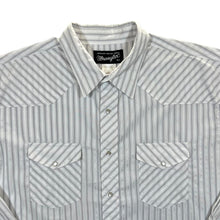 Load image into Gallery viewer, Vintage Wrangler Cowboy Western White Striped Pearl Snap Popper Long Sleeve Shirt
