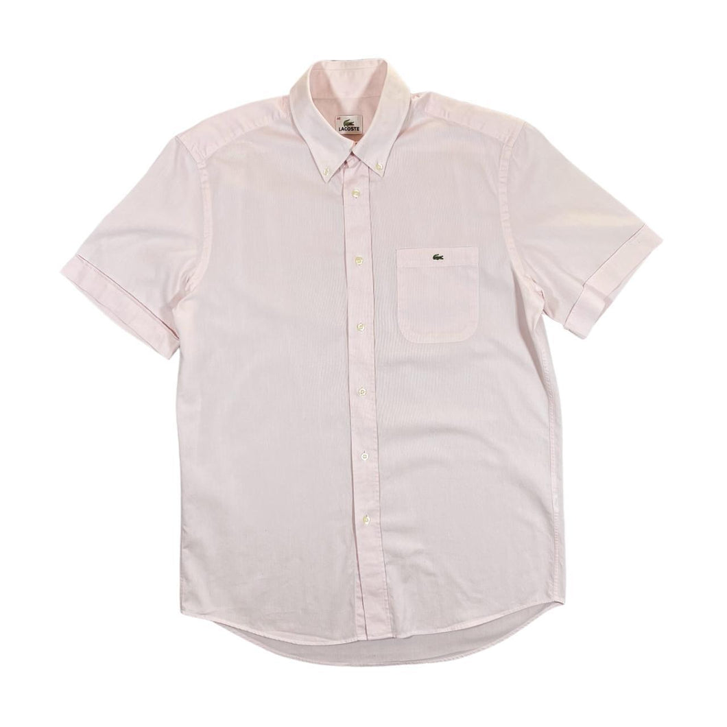 Vintage LACOSTE Classic Embroidered Mini Logo Baby Pink Short Sleeve Button-Up Shirt