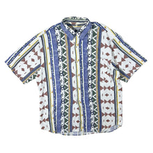 Load image into Gallery viewer, Vintage 90's Basic Line Crazy Abstract Patterned Short Sleeve Cotton Shirt
