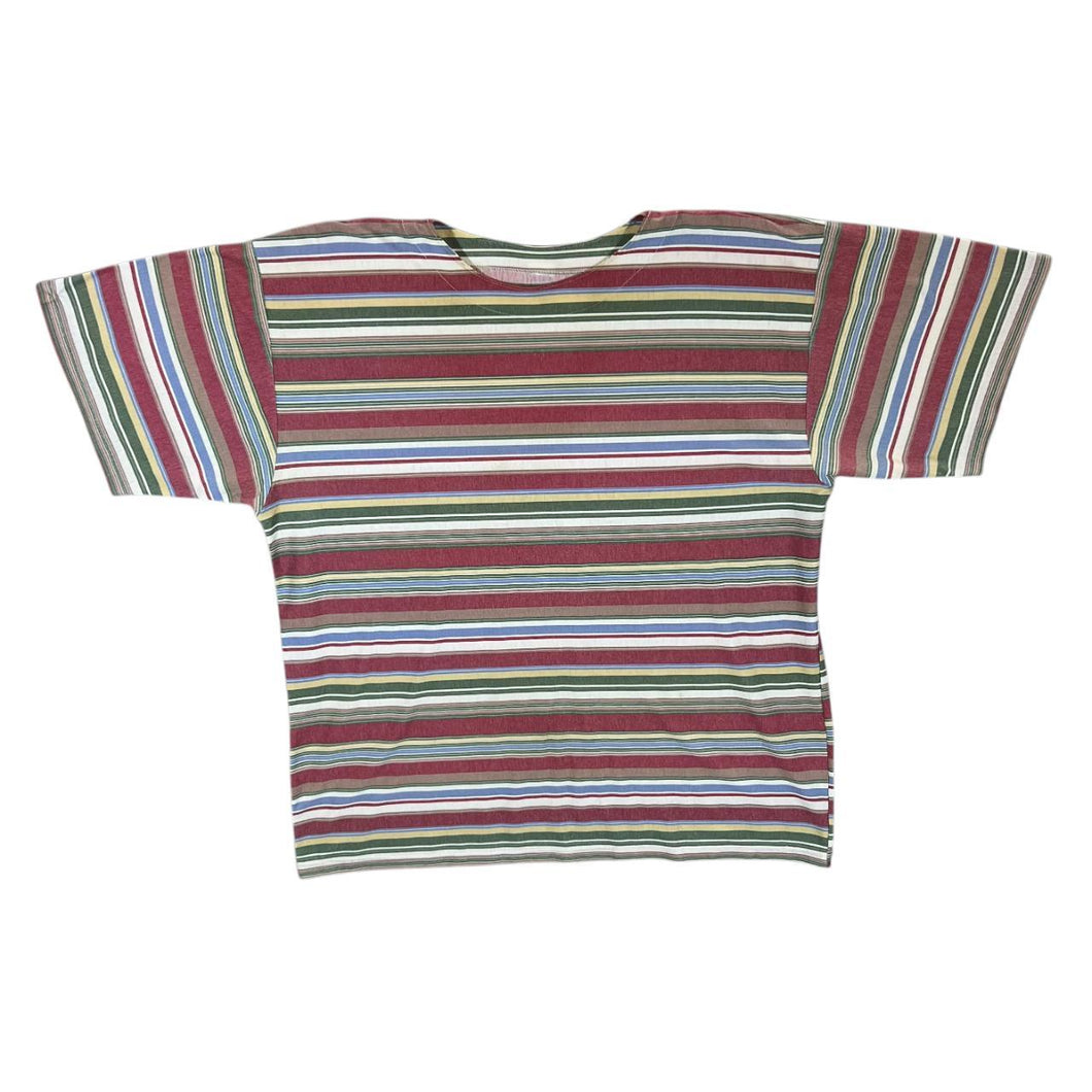 Vintage 90's Multi Colour Striped Short Sleeve T-Shirt