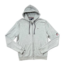 Load image into Gallery viewer, TOMMY HILFIGER Embroidered Sleeve Spellout Grey Zip Hoodie
