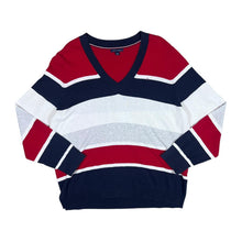 Load image into Gallery viewer, TOMMY HILFIGER Colour Block Striped V-Neck Sweater Jumper
