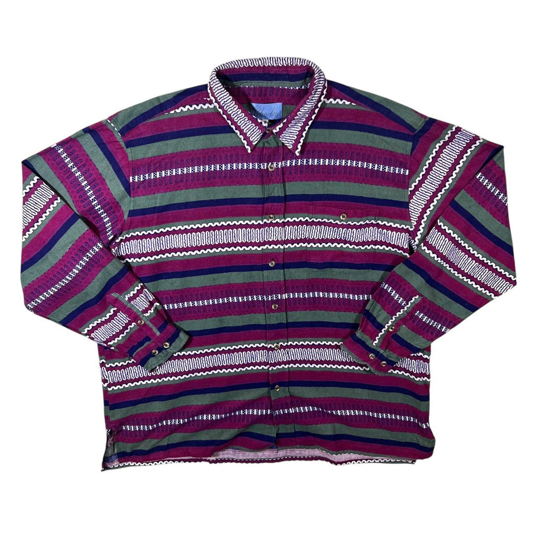 Vintage 90's Charles Crazy Abstract Patterned Long Sleeve Cotton Flannel Shirt