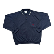 Load image into Gallery viewer, Vintage SAVATINI Embroidered Pocket Navy Blue Collared Sweatshirt
