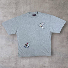 Load image into Gallery viewer, Vintage Tom &amp; Jerry By Addiction (1995) Embroidered Grey Short Sleeve Pocket T-Shirt
