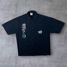 Load image into Gallery viewer, Early 00&#39;s By JaJa Dragon Gothic Y2K Black Short Sleeve Shirt
