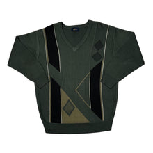 Load image into Gallery viewer, Vintage GABICCI Colour Block Grandad Acrylic Wool V-Neck Knit Sweater Jumper
