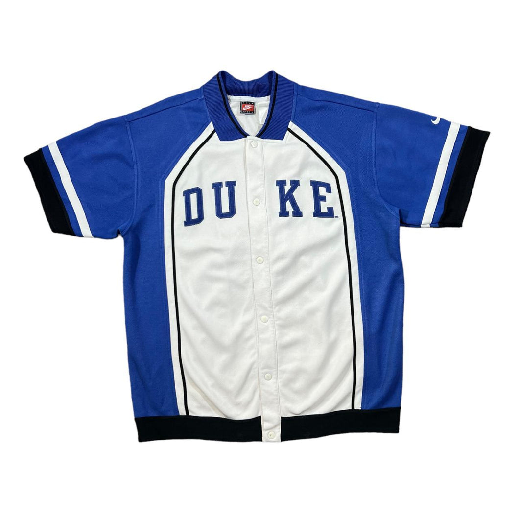 Vintage 90's NIKE Team NCAA DUKE BLUE DEVILS Embroidered College Basketball Shooting Shirt Jersey