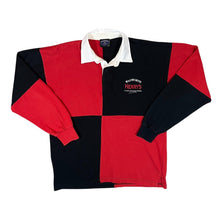 Load image into Gallery viewer, Vintage WADWORTH HENRY'S Embroidered Beer Logo Colour Block Long Sleeve Rugby Polo Shirt
