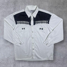 Load image into Gallery viewer, Vintage John Baner Cowboy Western Lace Panel White Cotton Popper Long Sleeve Shirt
