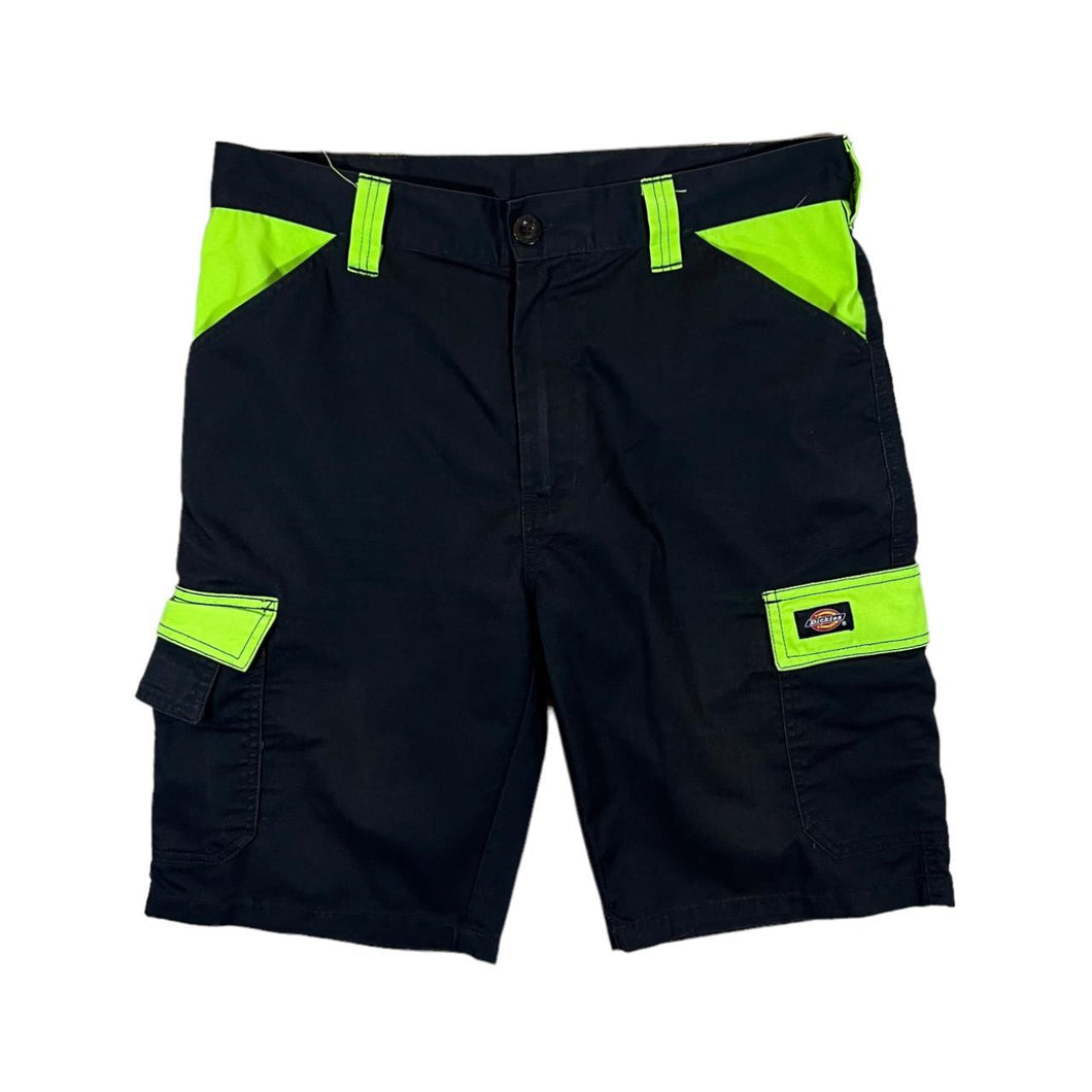 DICKIES Workwear Black Green Hi-Vis Skater Cotton Shorts