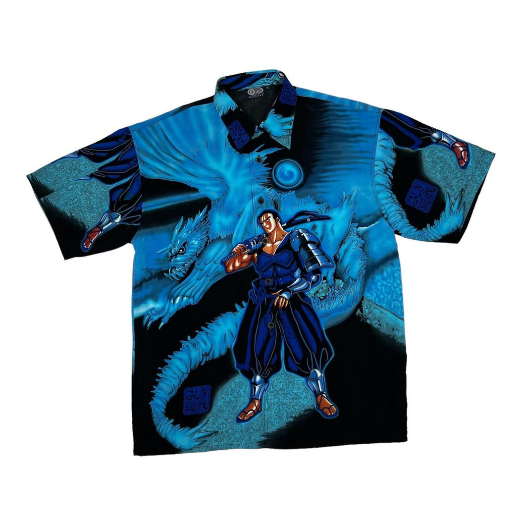 Early 00’s OXYZONE Anime Manga Goth Samurai All-Over Print Polyester Shirt