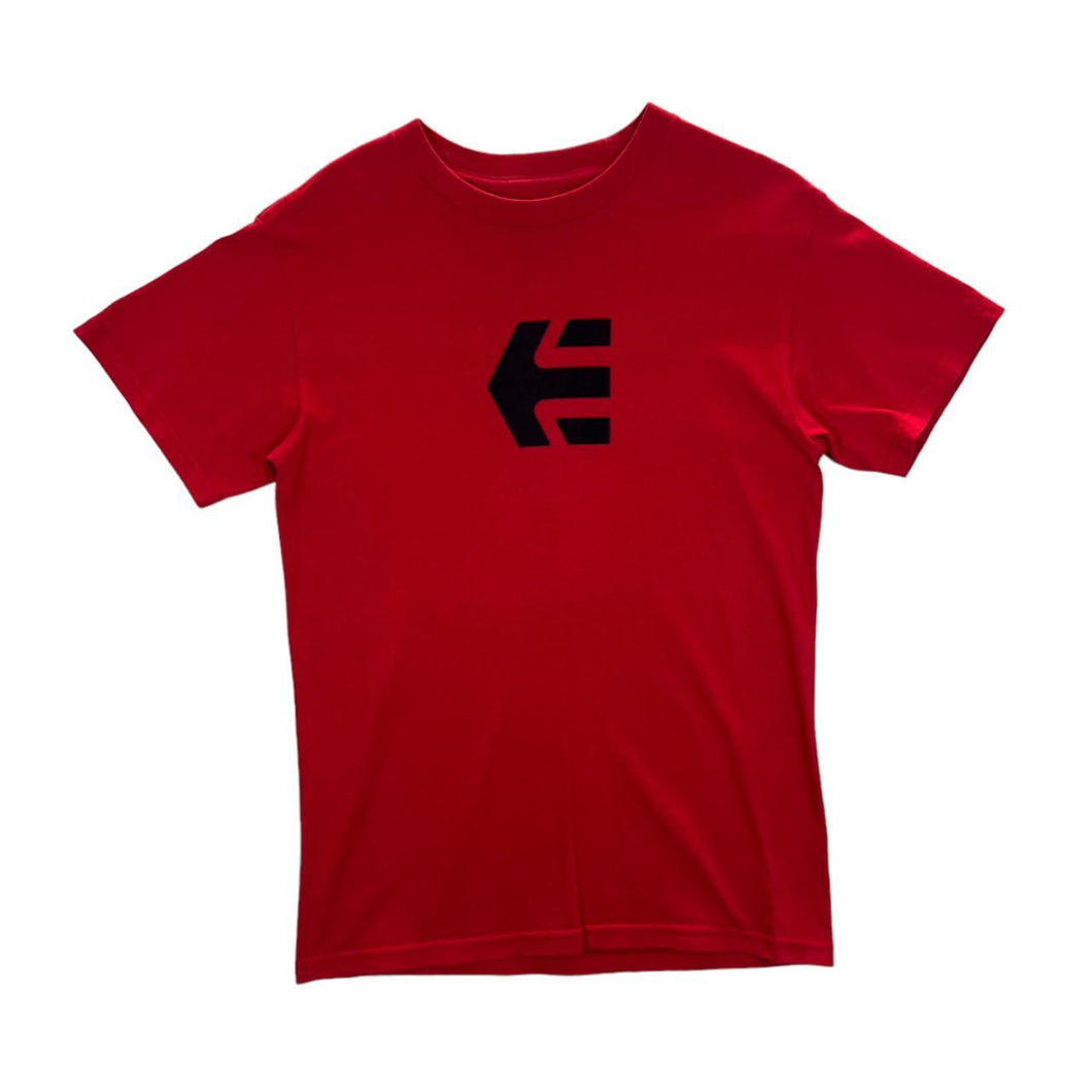 ETNIES Classic Skater Big Logo Graphic Red Short Sleeve Cotton T-Shirt