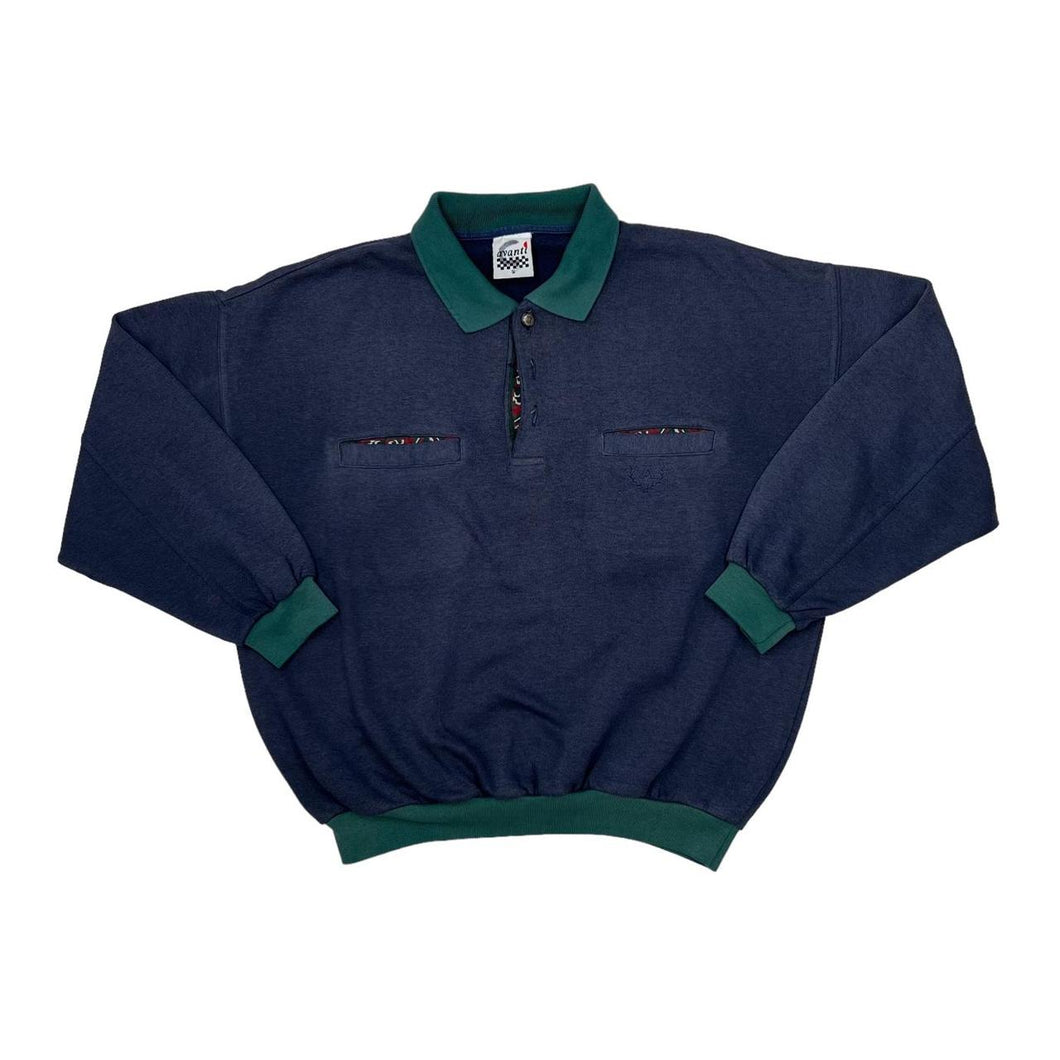 Vintage 90’s AVANTI Embroidered Crest Logo Collared Sweatshirt