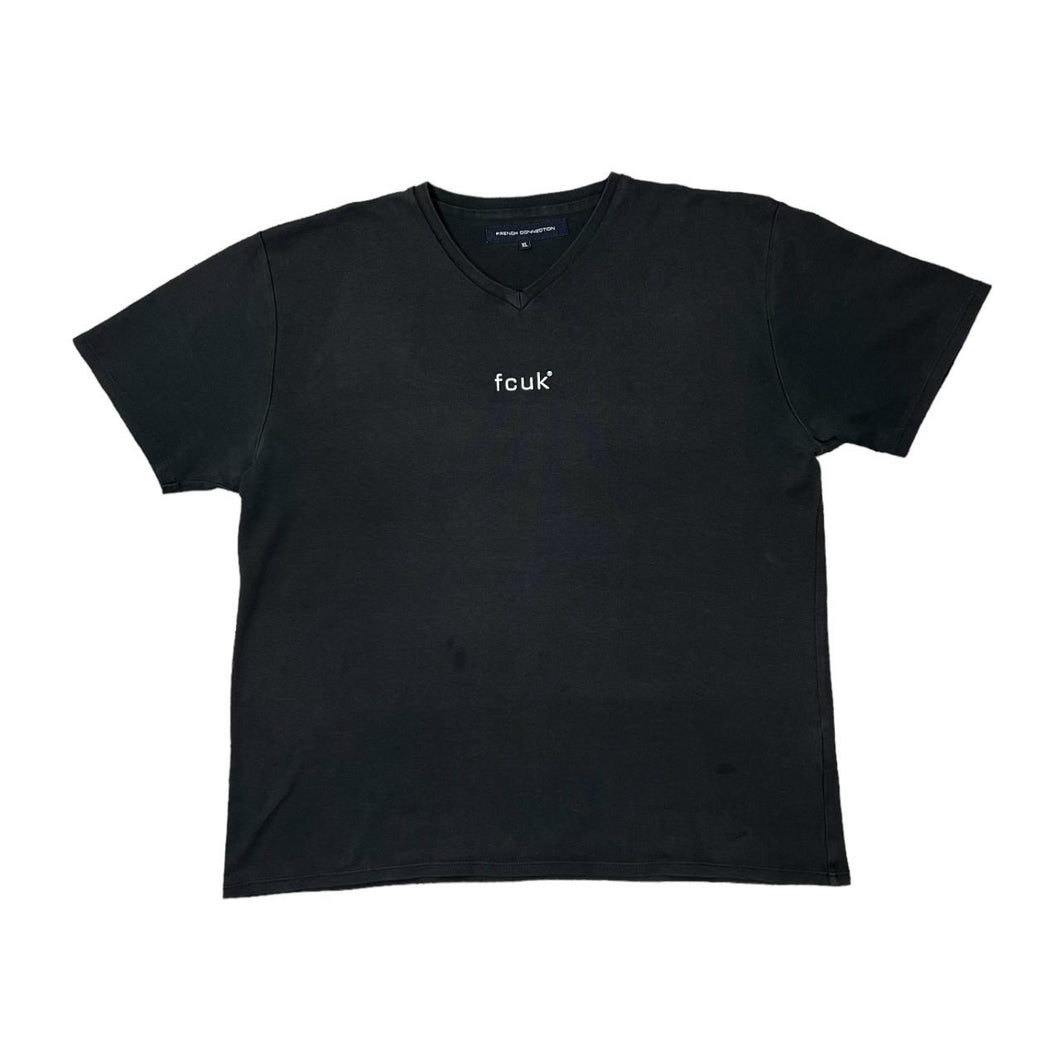 FCUK French Connection Classic Mini Logo Spellout Graphic V-Neck T-Shirt