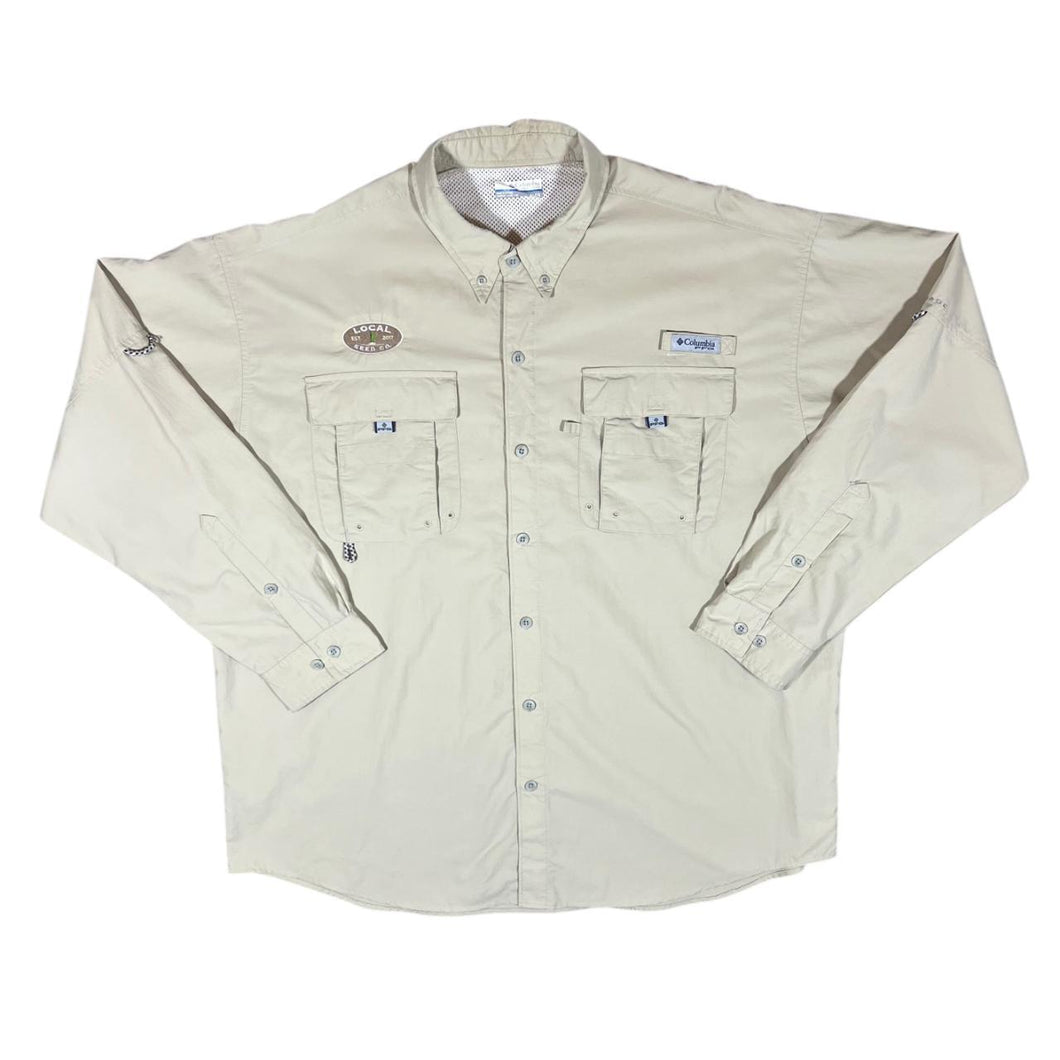 COLUMBIA PFG Performance Fishing Omni-Shade Tactel Nylon Long Sleeve Utility Shirt