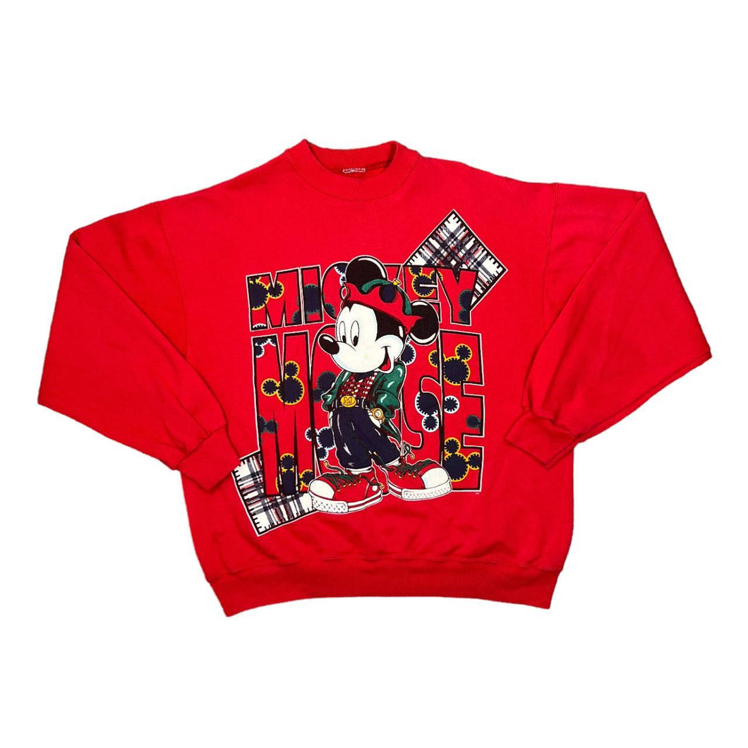 Vintage 90's Disney MICKEY MOUSE Hip Hop Character Spellout Graphic Crewneck Sweatshirt