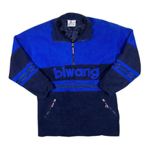 Load image into Gallery viewer, Vintage BIWANG Embroidered Spellout Colour Block Blue 1/4 Zip Fleece Sweatshirt
