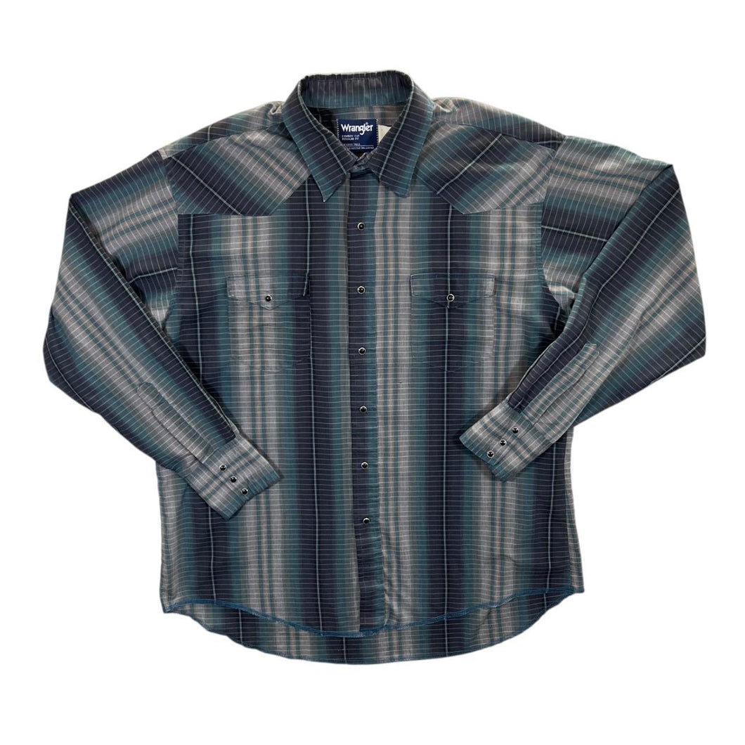 Vintage Wrangler Cowboy Cut Regular Fit Western Check X-Long Tails Long Sleeve Popper Shirt