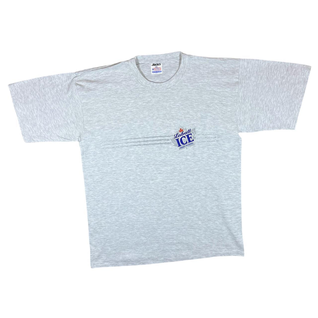 Vintage 90's LABATT ICE Beer Promo Logo Graphic Grey Single Stitch T-Shirt