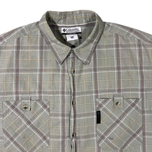 Load image into Gallery viewer, Columbia Sportswear Beige Grey Check Utility Hiking Short Sleeve Cotton Shirt
