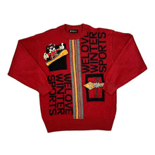 Load image into Gallery viewer, Vintage 90&#39;s GRIFONI &quot;We Love Winter Sports&quot; Embroidered Spellout Graphic Knit Crewneck Sweater Jumper
