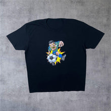 Load image into Gallery viewer, Soccer Freak Impulse Wear Football Monster Cartoon Graphic Black T-Shirt
