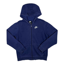 Load image into Gallery viewer, NIKE Classic Embroidered Mini Logo Navy Blue Zip Hoodie
