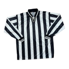 Load image into Gallery viewer, Vintage Black White Colour Block Striped Long Sleeve Collared Polyester Sports Jersey Top
