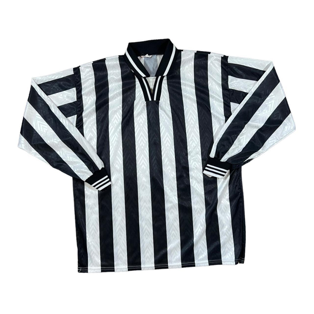 Vintage Black White Colour Block Striped Long Sleeve Collared Polyester Sports Jersey Top