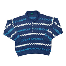 Load image into Gallery viewer, Vintage 90&#39;s C&amp;A Classic Grandad Patterned Acrylic Cotton Knit Collared Sweater Jumper
