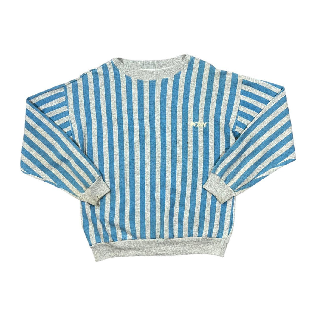 Vintage 90's PONY Mini Logo Graphic Colour Block Striped Crewneck Sweatshirt
