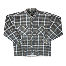 Load image into Gallery viewer, Vintage San Marino Collection Grey Brown Plaid Check Long Sleeve Flannel Cotton Shirt
