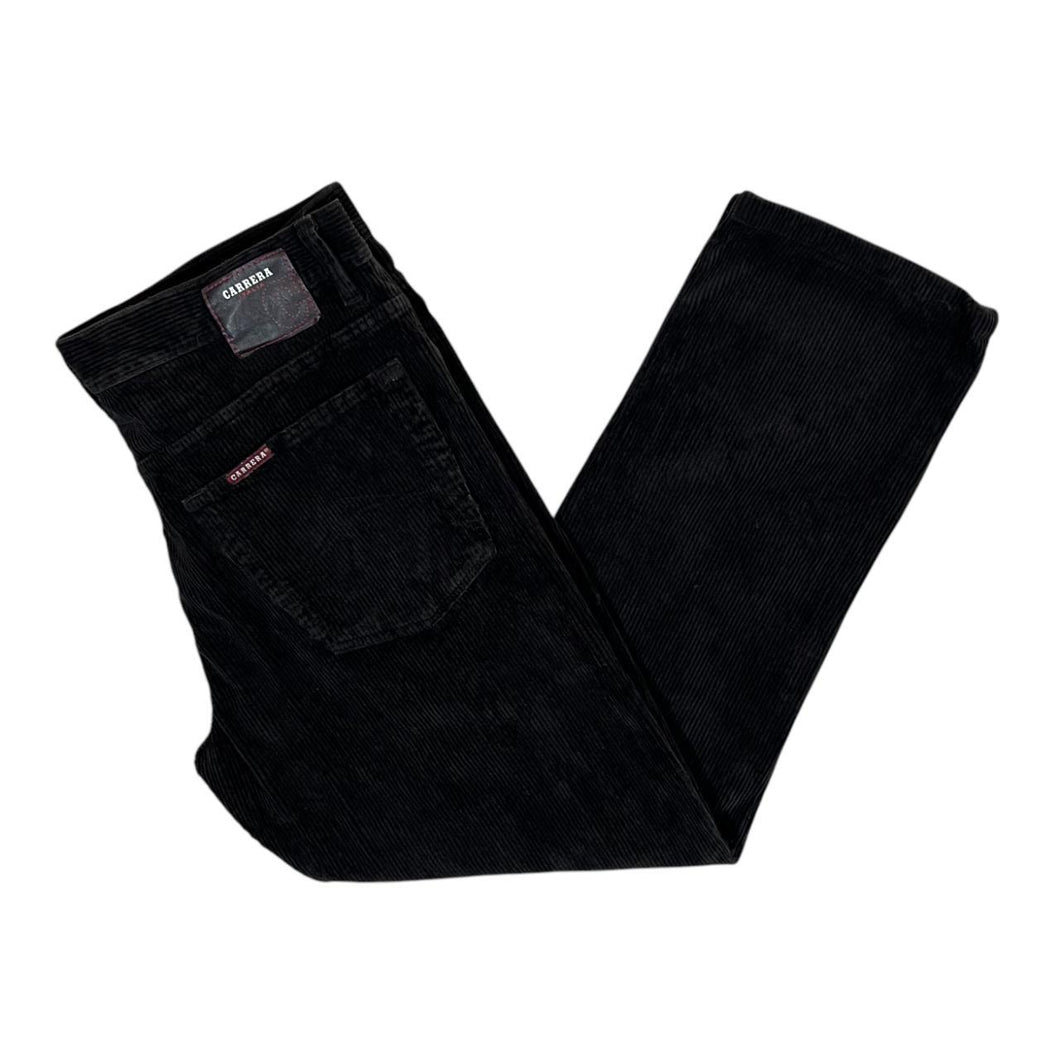 Vintage CARRERA ITALIA Classic Black Corduroy Cord Straight Leg Trousers