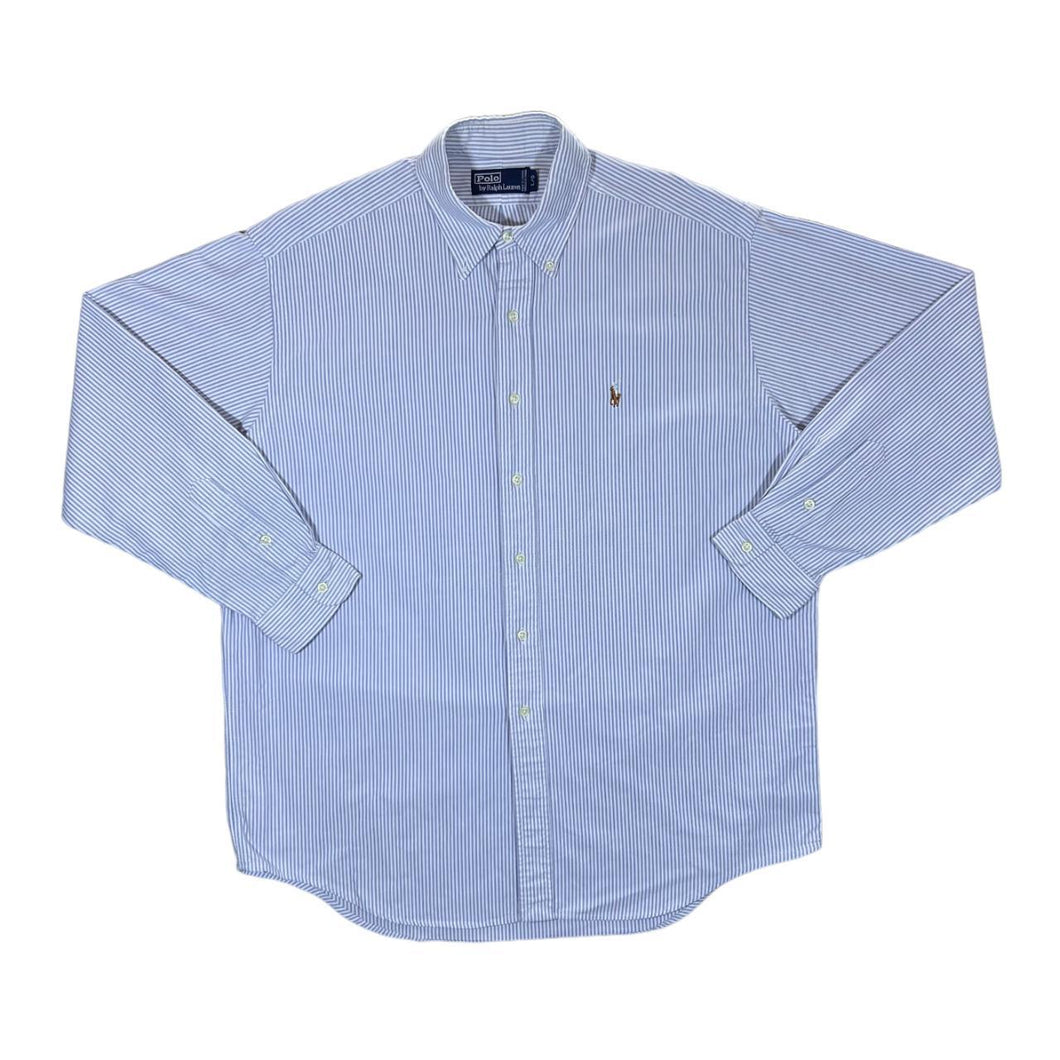 Early 00's POLO RALPH LAUREN Embroidered Mini Logo Striped Long Sleeve Button-Up Cotton Shirt