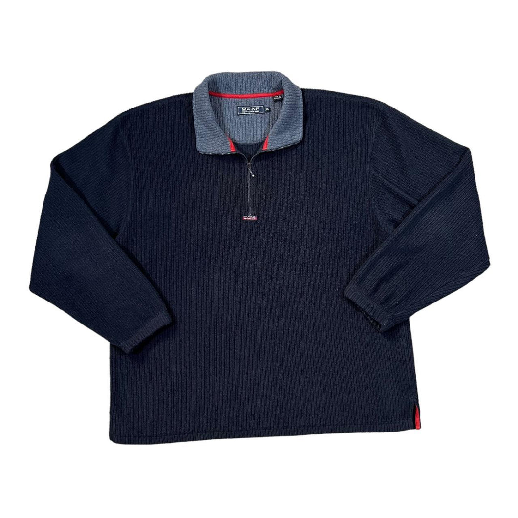 Early 00's MAINE New England 1/4 Zip Pullover Ribbed Fleece Sweatshirt