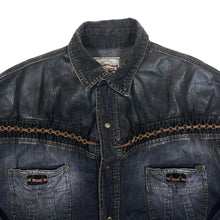 Load image into Gallery viewer, Vintage Stockerpoint Cowboy Western Black Denim Popper Long Sleeve Shirt
