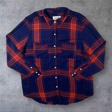 Load image into Gallery viewer, Mossimo Supply Co. "Boyfriend Fit" Navy Red Check Rayon Long Sleeve Shirt
