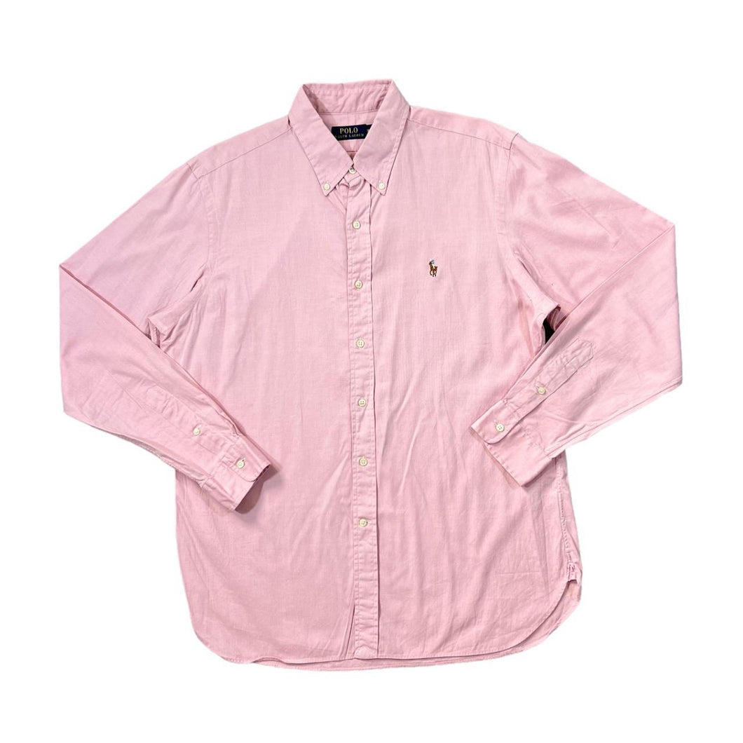 POLO RALPH LAUREN Classic Embroidered Mini Logo Baby Pink Long Sleeve Button-Up Shirt