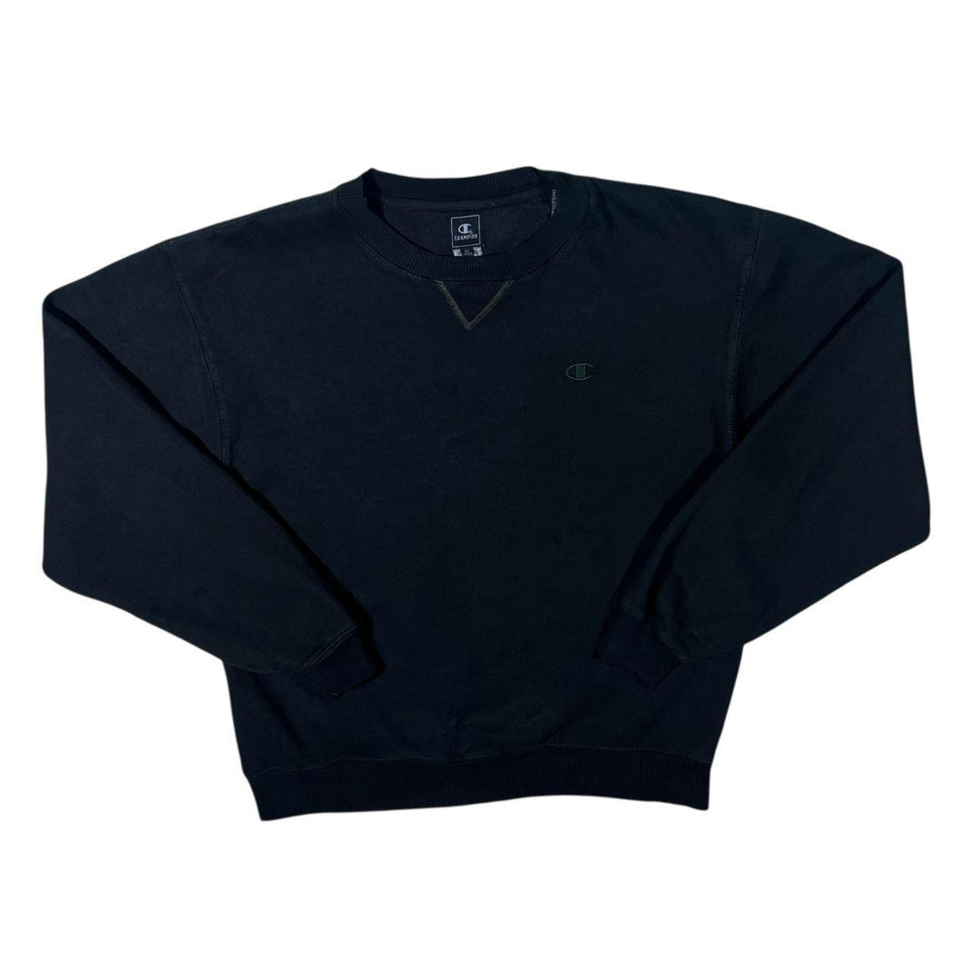 Early 00's Champion Embroidered Mini Logo Black Crewneck Sweatshirt