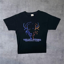 Load image into Gallery viewer, Early 00’s Yellowstone National Park Bison Souvenir Spellout Graphic Black T-Shirt
