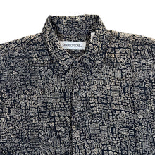 Load image into Gallery viewer, Vintage 90's Stock Options Crazy Abstract Patterned 100% Silk Short Sleeve Shirt
