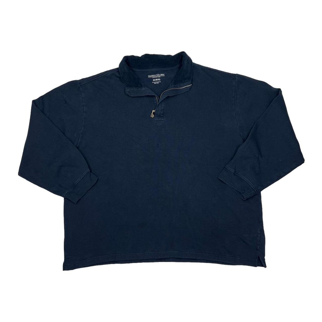 FADED GLORY Corduroy Cord Line Collar 1/4 Zip Pullover Sweatshirt