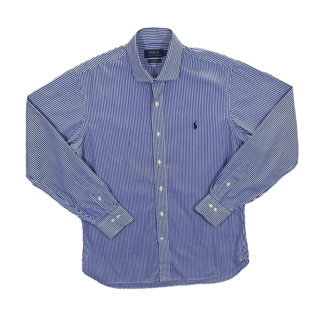Polo Ralph Lauren Blue White Striped Long Sleeve Cotton Dress Shirt